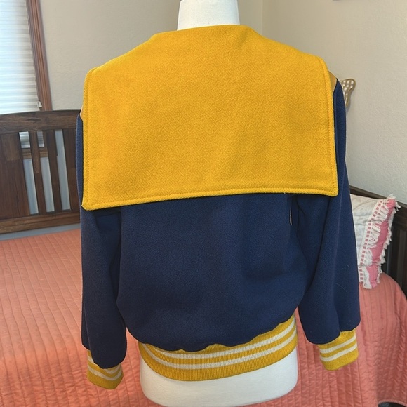 Vintage 70-80s Holloway Varsity Jacket women’s Blue Yellow Leather Wool sz Med - Picture 5 of 15
